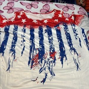Red, White, and Blue Star Striped Top